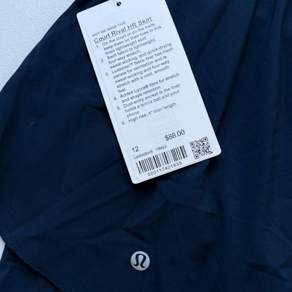 lululemon Court Rival High Rise Skirt Discontinued True Navy W8ABHR NWT Size 12 - Picture 5 of 6